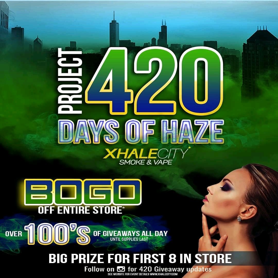 weareherbalizer's tweet photo. Check out this awesome giveaway that @xhalecity is running for #420 #20DaysOf420 
...
"Who is ready for April 20th?! Buy one get one free ENTIRE STORE*. Hundreds of giveaways plus 8 BIG PRIZES for the first 8 customers in store. See Website for details https://t.co/1Zfl5MWOM2" https://t.co/faTJcUWzwg