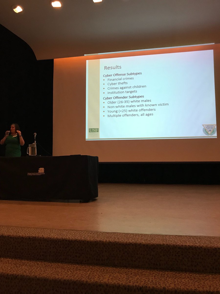 MSUCyberCon's tweet photo. Great analysis of NIBRS data and #cybercrime cases by @iircc member @AmAirInOki @USFCriminology https://t.co/hiAJmLrSIq