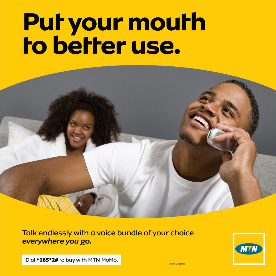 Put your mouth to better use. Dial *165*2# to load #MTNVoiceBundles using #MTNMoMo