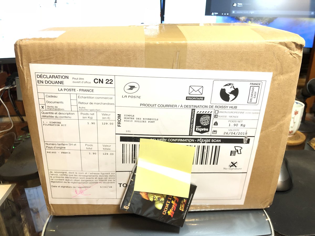 tapinu00's tweet photo. おフランスからBACKして�� #ZIMPURE が届いたやでー
コレ、3Dプリンタのヘッドに繋いで、あの独特の頭痛くなる排気をフィルタする機械。もしかすると夏場冬場の室内3Dプリントの救世主になってくれるかもしれない！
また近日中に色々プリントするので、その時に使ってみますー。 #なぜか麒麟 https://t.co/asRjjTEPZq