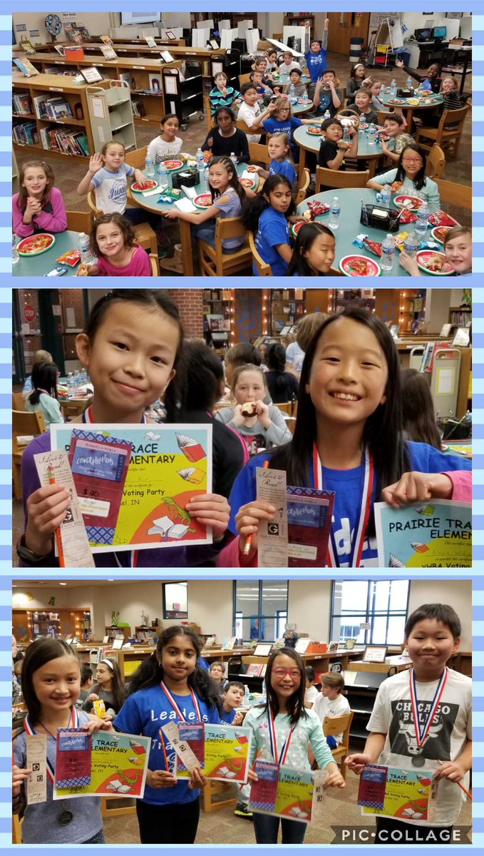 PTEMediaCenter's tweet photo. 4th Grade YHBA Voting Party
Thanks @PrairieTracePTO for the yummy pizza lunch and congrats to the readers! @MissClarkPTE @epeasley1 @lhehner https://t.co/QXxKml1OYl