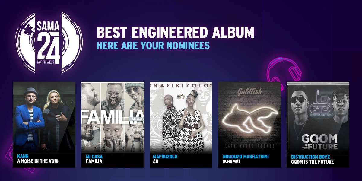 TheSAMAs's tweet photo. Best Engineered Album nominees are
#SAMA24 #NOMINEES https://t.co/EexWZIa3yp