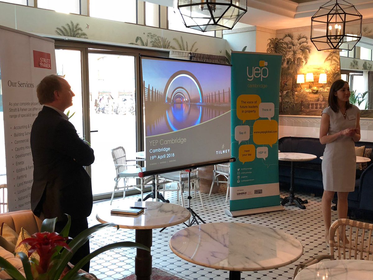 YEPCambridge's tweet photo. We had a great time at our Property and Investment market update event this evening. Thanks to David Durrant and Thomas Grounds from @struttandparker for their informative and engaging presentations! #YEPCambridge https://t.co/1tyyCgDBBC