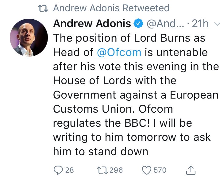 brexitblog_info's tweet photo. Adonis frothing at the mouth because OfCom Chief Lord Burns very sensibly shunned the disgraceful anti-democratic antics of Adonis and his fellow quislings in the Lords yesterday. Lord Burns is evidently an excellent appointment. https://t.co/KMo6QSwygk
