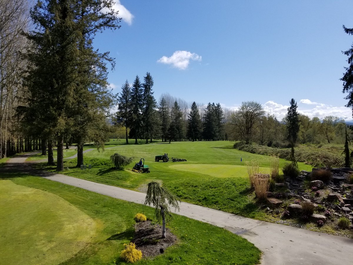 The front 9 looking good, sun is shining, course is dry, sky is blue, groomers grooming, also Taco Thursday, delish!! Carnation's only golf course.
