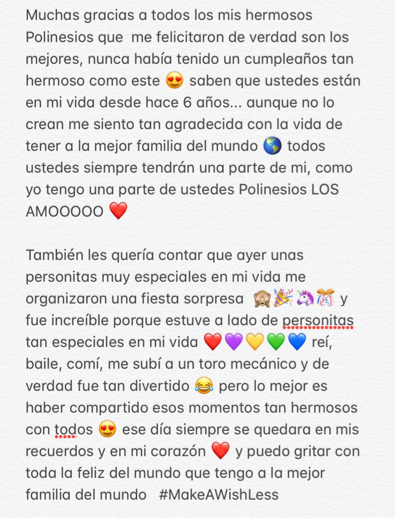 PPTeamLesslie's tweet photo. #MakeAWishLess para todos mis hermosos polinesios ❤️💙💚💜💛 https://t.co/O9BcHC2uo3
