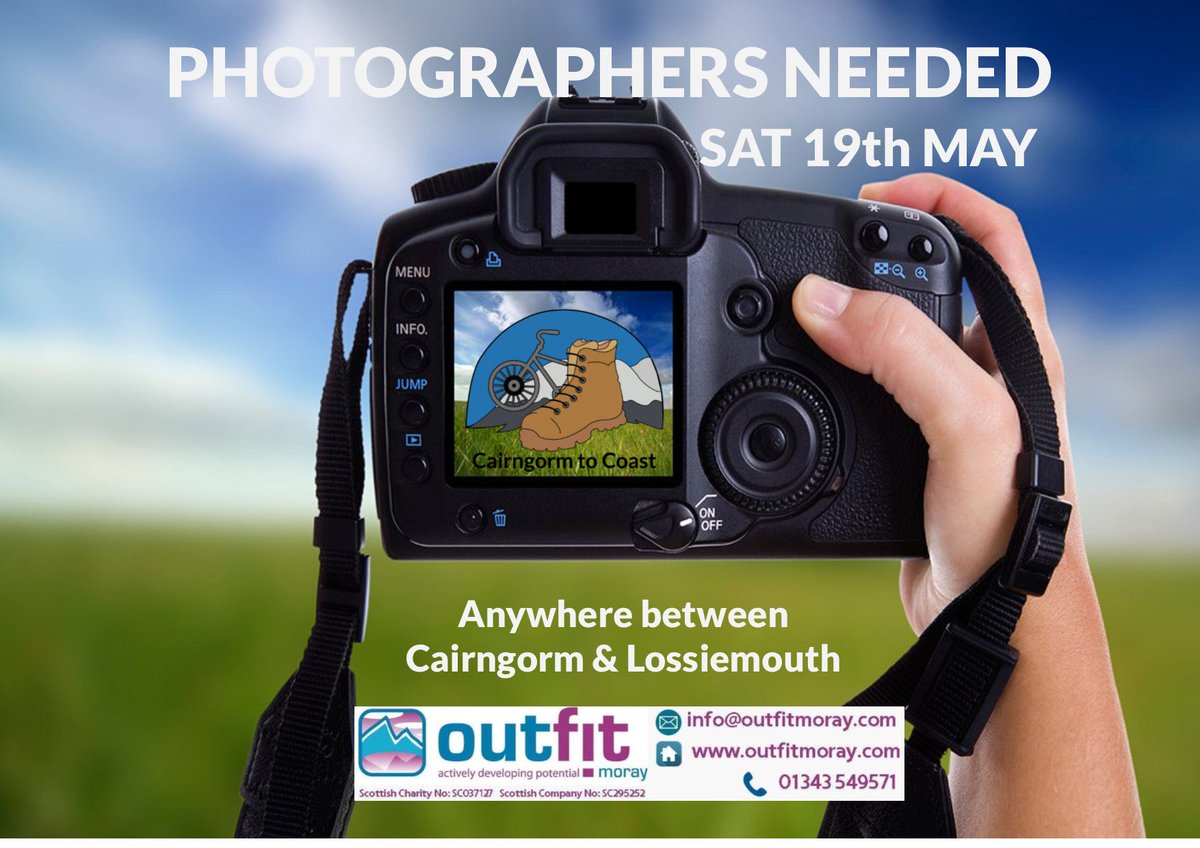 Cairngorm2Coast's tweet photo. #HighlandsHour we really need some photographers on 19th May to help us raise funds for @OutfitMoray. Can anyone help pls? Email karen.cox@outfitmoray.com for more information. https://t.co/6tWTYqi0qr