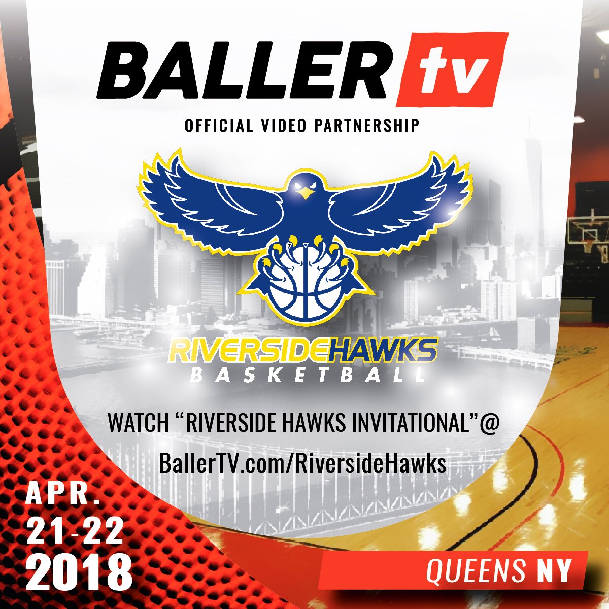 RiversideHawks's tweet photo. Proud to announce an official partnership with @BallerTV for our @RiversideInvite event! 📈 #RiversideInvitational https://t.co/ESlg6DtUhX