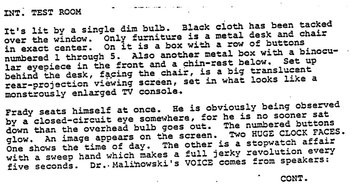 CONELRAD6401240's tweet image. An early version of Lorenzo Semple Jr's #PARALLAXVIEW (1974) script had a less elaborate test montage sequence than what appears in the final film. But the draft did include #SPIROAGNEW @rickperlstein