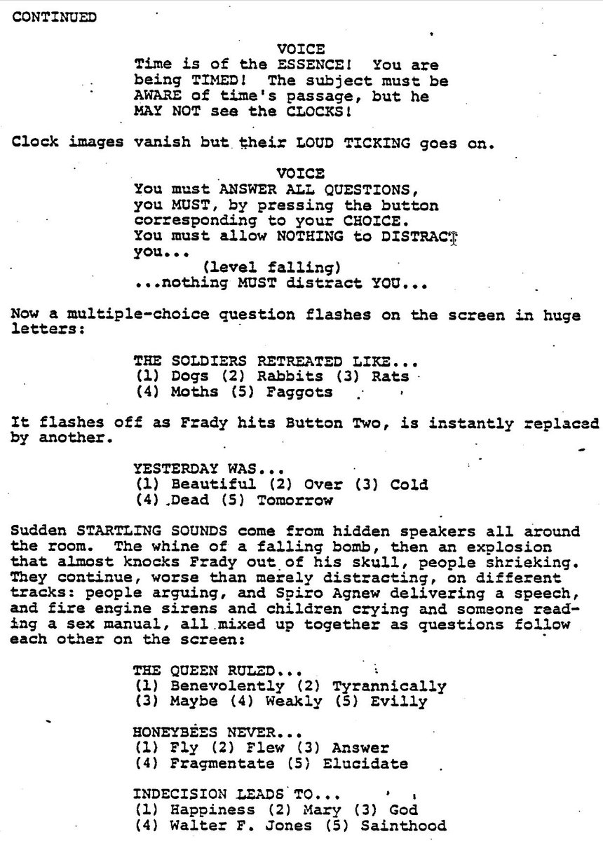CONELRAD6401240's tweet image. An early version of Lorenzo Semple Jr's #PARALLAXVIEW (1974) script had a less elaborate test montage sequence than what appears in the final film. But the draft did include #SPIROAGNEW @rickperlstein