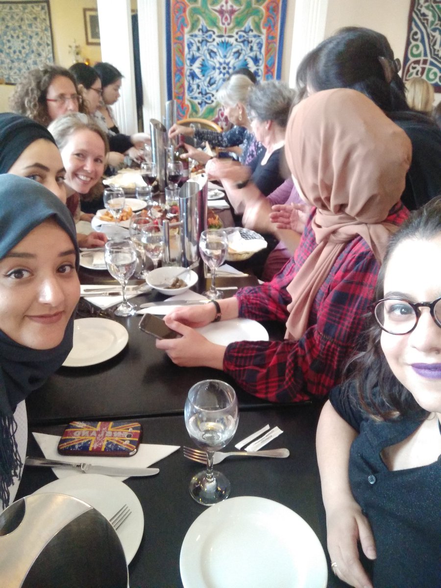 DouidiAmina's tweet photo. All around an #intercultural meal @Lebaneat W/@amina_lechkhab @rabehi_afaf @aminabdessalam #CultNet2018 https://t.co/CxUILl16Mw