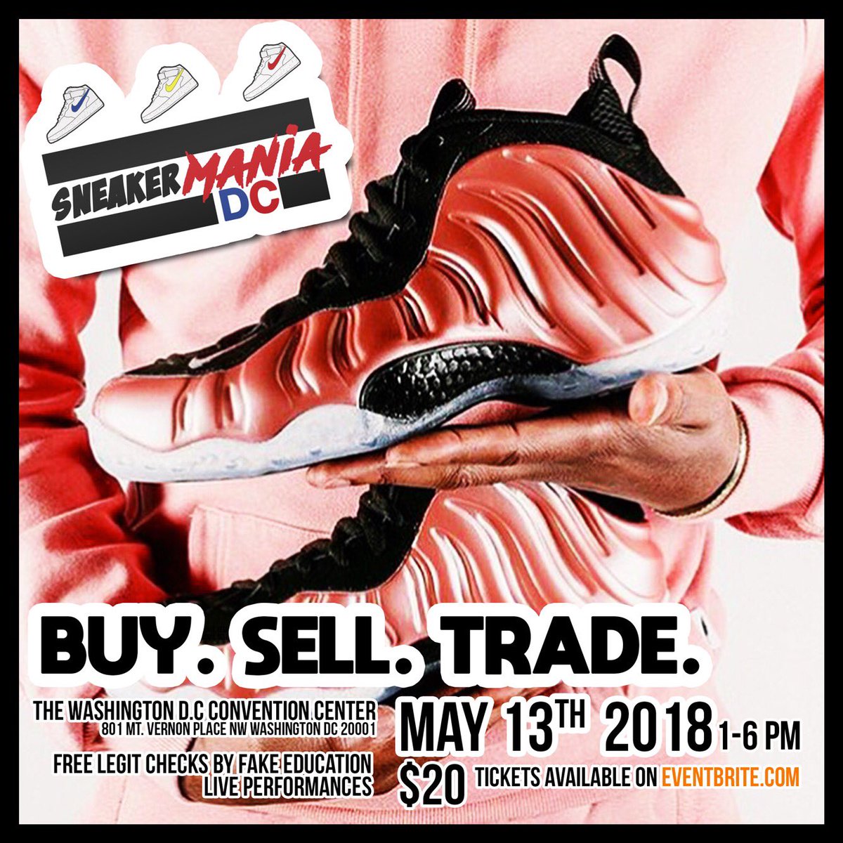 snkrmaniaapp's tweet photo. SneakermaniaDC returns this spring on Sunday May 13th. Rt if your going to D.C Best SneakerShow! https://t.co/ojTMIbzzHF