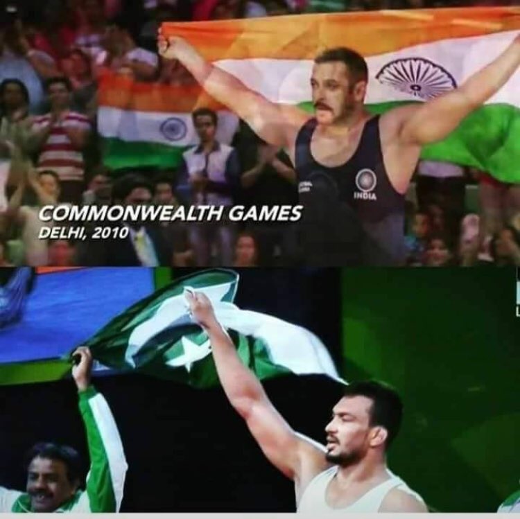 _hasan_tahIr's tweet photo. Dream vs reality.
#inam #muhammadinam #CommonwealthGames2018 #pakistan #india #goldmedal #sultan #salmankhan #wrestling https://t.co/V364tmJcKH