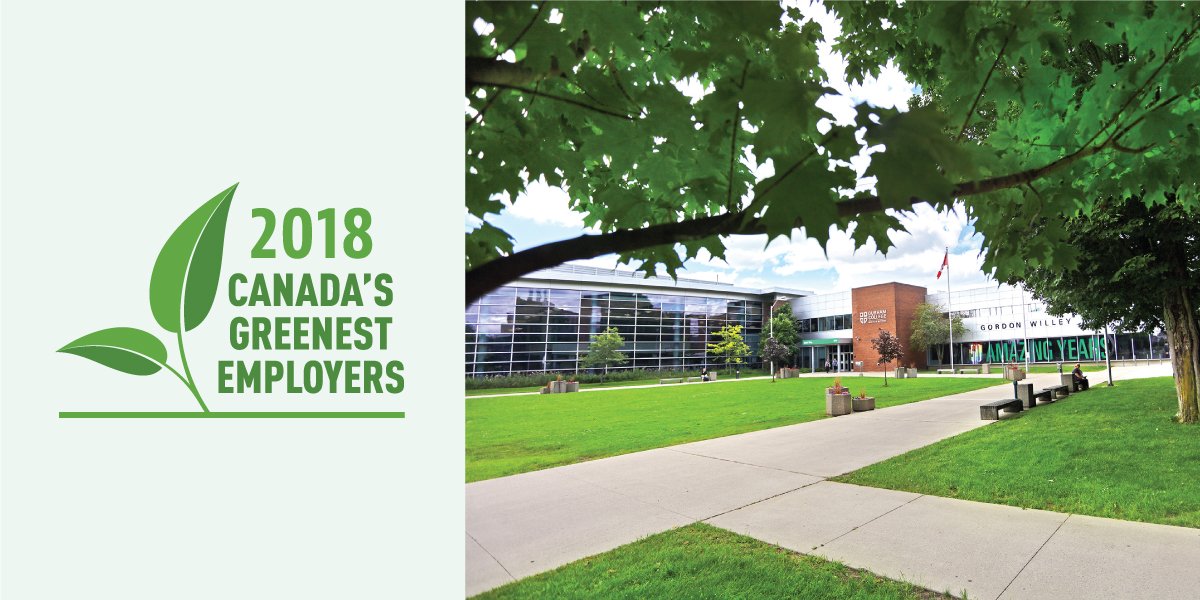durhamcollege's tweet photo. DC has been named one of Canada’s Greenest Employers (2018) by @top_employers. Read more: https://t.co/XnhCbBOk13. 

#Sustainability #DCproud https://t.co/2rH3xX4NKL