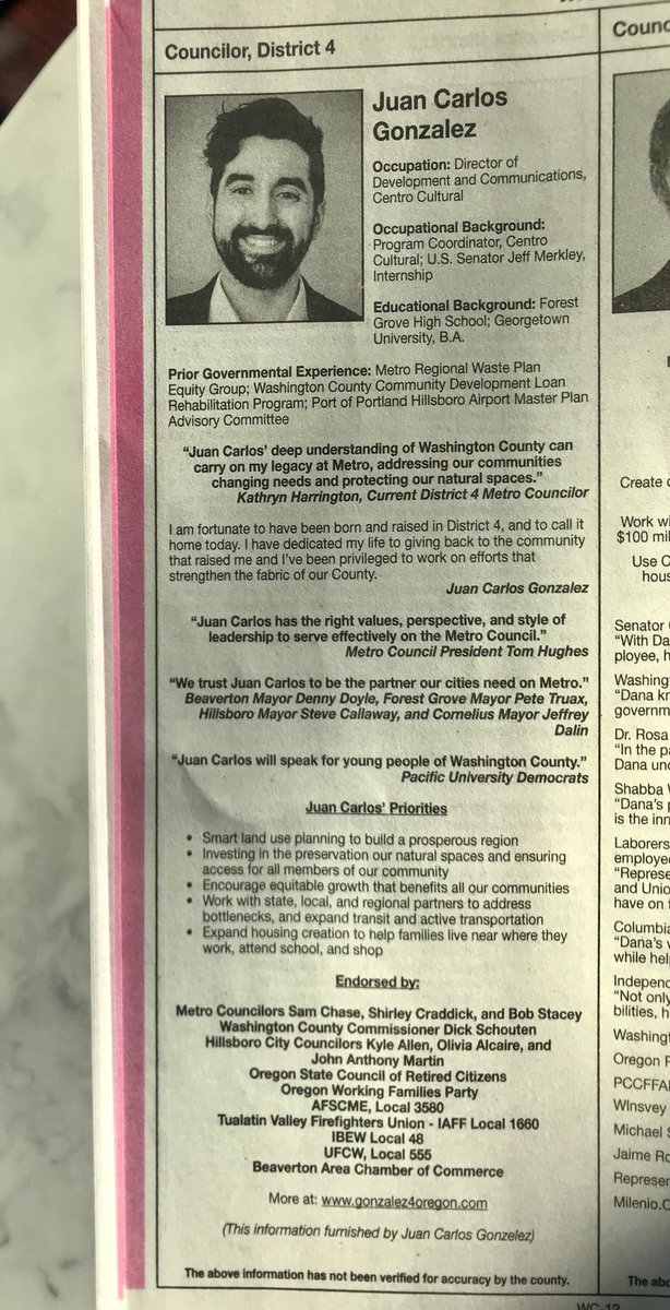 Magic in my mailbox this morning. Voters’ Pamphlets are out, and you can find me on page 12! #DreamsComingTrue #Gonzalez4Oregon #Gonzalez4Metro