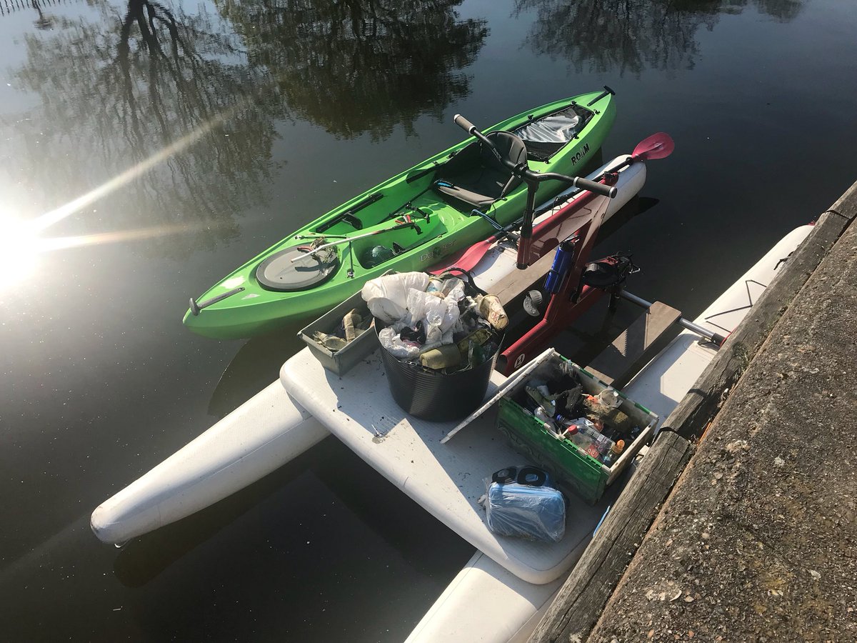 DaveCorn's tweet photo. We’re gonna need a bigger bike #waterbikecollective #litterpick #paddlepickup #209pieces @schillerbikes @palmequipment @daggerkayaks #lunchpaddle @EmKarembo @yesisadoingword #sayyesmore https://t.co/d1odac6MUs