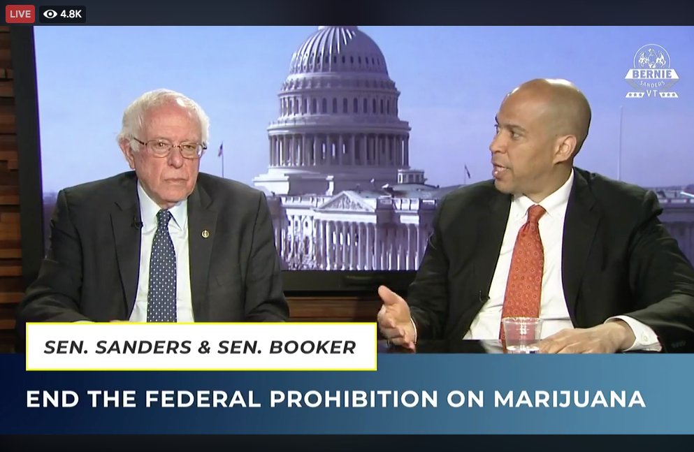 SenBooker's tweet image. Honored @SenSanders joined my bill, the Marijuana Justice Act, to end the federal prohibition on marijuana.

It's time we reverse decades of failed drug policy that has disproportionately impacted low-income individuals and people of color. 

Watch live: facebook.com/senatorsanders…
