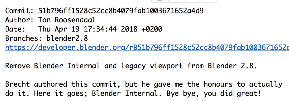 Ton Roosendaal Blender Internal Render Just Got Removed From The 2 8 Branch Bye Bye You Served Us Well d