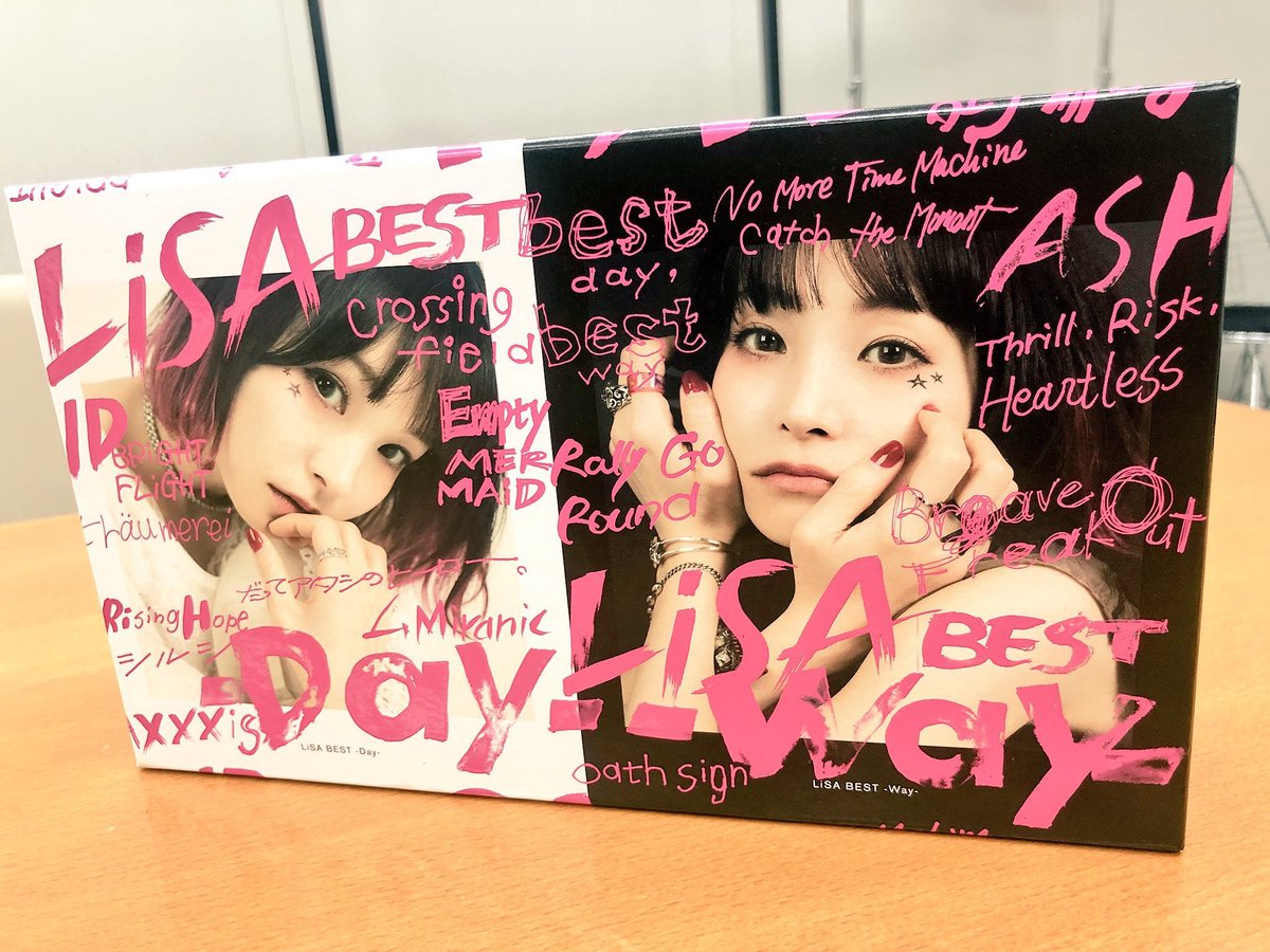 LiSA_OLiVE's tweet photo. 本日LiSAデビュー７周年を迎えることが出来ました。
大好きな音楽を一緒に愛してくれる皆様にたくさん感謝しています。
お祝いに「Thrill, Risk, Heartless」MVのフルサイズが配信開始しました。
初のベスト盤「LiSA BEST -Day-&amp;-Way-」5/9発売！特別な二枚が出来ました。早く届けたい！
#りさべすと https://t.co/G6bcvZRzfZ