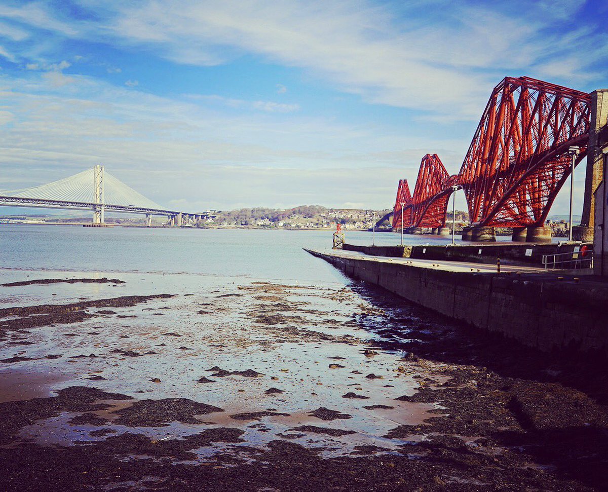 Not a bad spot for work today. #photography #queensferry #forthrailbridge #firthofforth #hawespier #blueskies #sunshine #heat #icecream