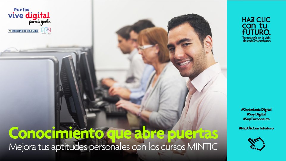 PvdLabVillavo's tweet photo. @Ministerio_TIC , @FONADE, la @Utadeo_edu_co y el @PvdLabVillavo continúan ofreciendo los cursos certificados gratuitos en los niveles #SoyDigital y #SoyTecnonauta, te invitamos a seguirnos y estar atento a nuestras redes sociales, pronto daremos apertura a nuevos cursos https://t.co/JQPlB15Cw1