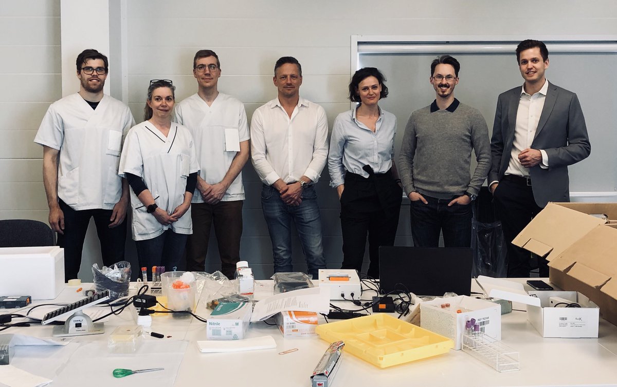 eresebo's tweet photo. Today we gave our blood for science to answer the question if metal powders can have effects on our health! Interesting setting up a field lab at our office! Thank you Prof. Särndahl @ Örebro Uni for an amazing support in this! #AMEXCI @orebrouni https://t.co/xcNQEB9FVu