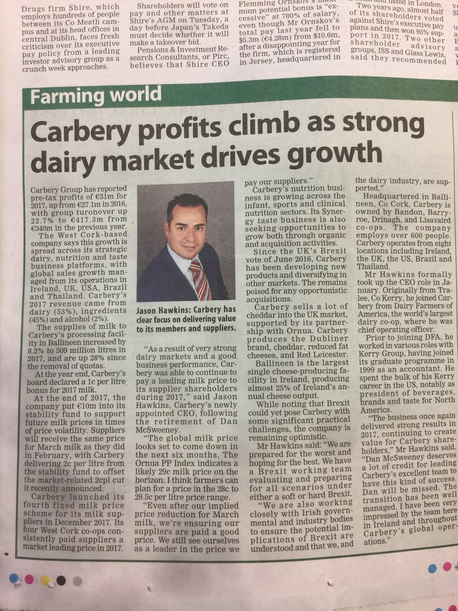 Things going well for #Carbery #IrishDairy