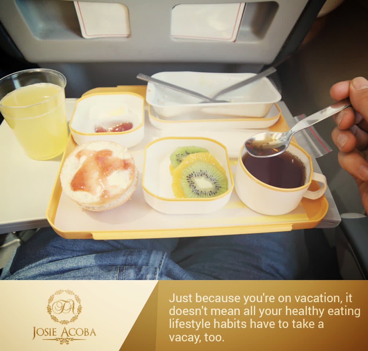 RuizAcoba's tweet photo. Not only are you sedentary when you're on an airplane, but it's more difficult for your body to digest food when you're up in the air. Eat as little as possible, and when you do, keep your snacks light and high in fiber. https://t.co/po7pfTlkrv