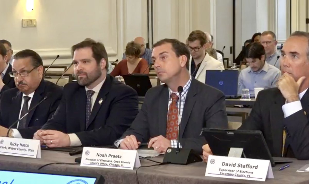 cookcountyclerk's tweet photo. #ICYMI: Yesterday, Director of Elections, @noah_praetz – alongside other local election officials – spoke before @EACgov on election security, its funding & the importance of public confidence in our democratic system at this year’s #EACForum. #twill #Countdown18 https://t.co/8KjyadBD83