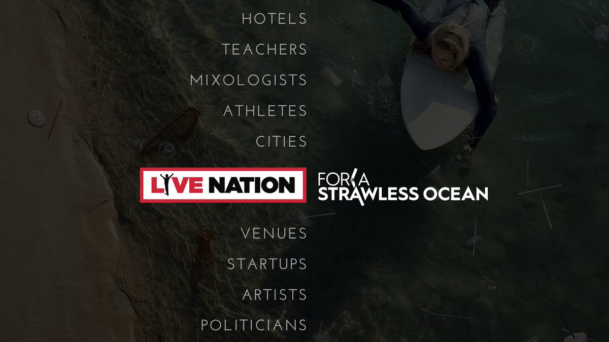 LiveNation's tweet photo. Proud to announce that @LiveNation is teaming up with @LonelyWhale, and has committed to reducing our environmental impact by ending the use of plastic straws in 45+ of our amphitheaters across the United States #StrawlessOcean https://t.co/WiXcvZeJ4A