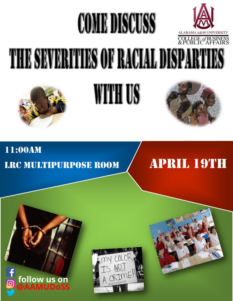 AAMUDoSS's tweet photo. Come discuss the severities of racial disparities with us NOW in the LRC Multipurpose Room. #StudentPanel #AAMU #AAMU18 #AAMU19 #AAMU20 #AAMU21 #SocialSciences #Panel #TalkAboutIt #COBPA #HBCU https://t.co/8I5erRwwts