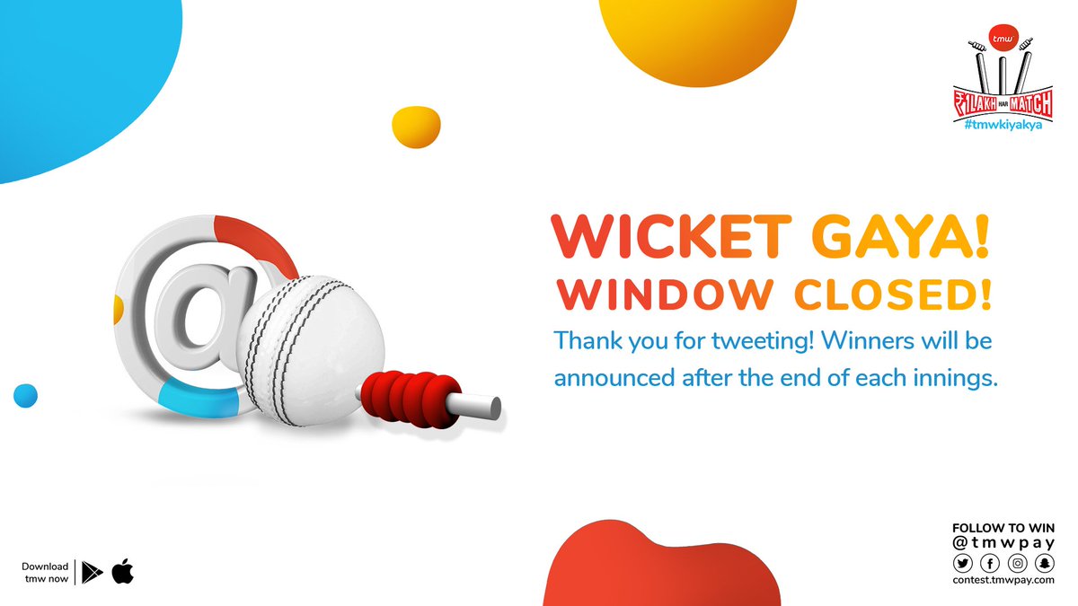 🛑 …the window for your tweets to come in has closed! Now we begin the hunt for the lucky winners after going through all your #tmwkiyakya tweets!

Play on to win up to ₹1Lakh in each match! 
#Contest #ContestAlert