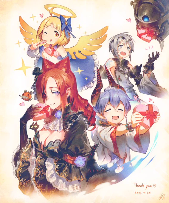 遅刻ってレベルじゃねーぞという感じですが、
#神撃のバハムート にて、今現在自分がイラストを担当しているキャラクター宛に、バレンタイン&ホワイトデーのチョコ、プレゼントを送ってくださった皆様、ありがとうございました! 
