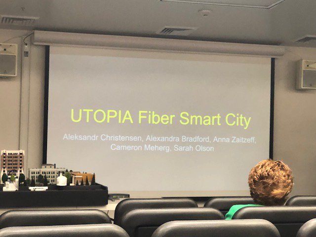 UTOPIAFiber's tweet photo. Big shout out to the Engineering Technology Seniors at @BYU who worked with us on their capstone project.
They developed a #SmartCity concept that will be on display in our demo room in a few weeks. Great job!
#utopiafiber #FttH #smartcitysolutions https://t.co/q626W91V3U