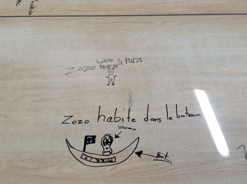 MmePartridge's tweet photo. Nous écrivons les phrases folles sur les tables! We're writing silly sentences on the table! https://t.co/yN3qmkA9T0
