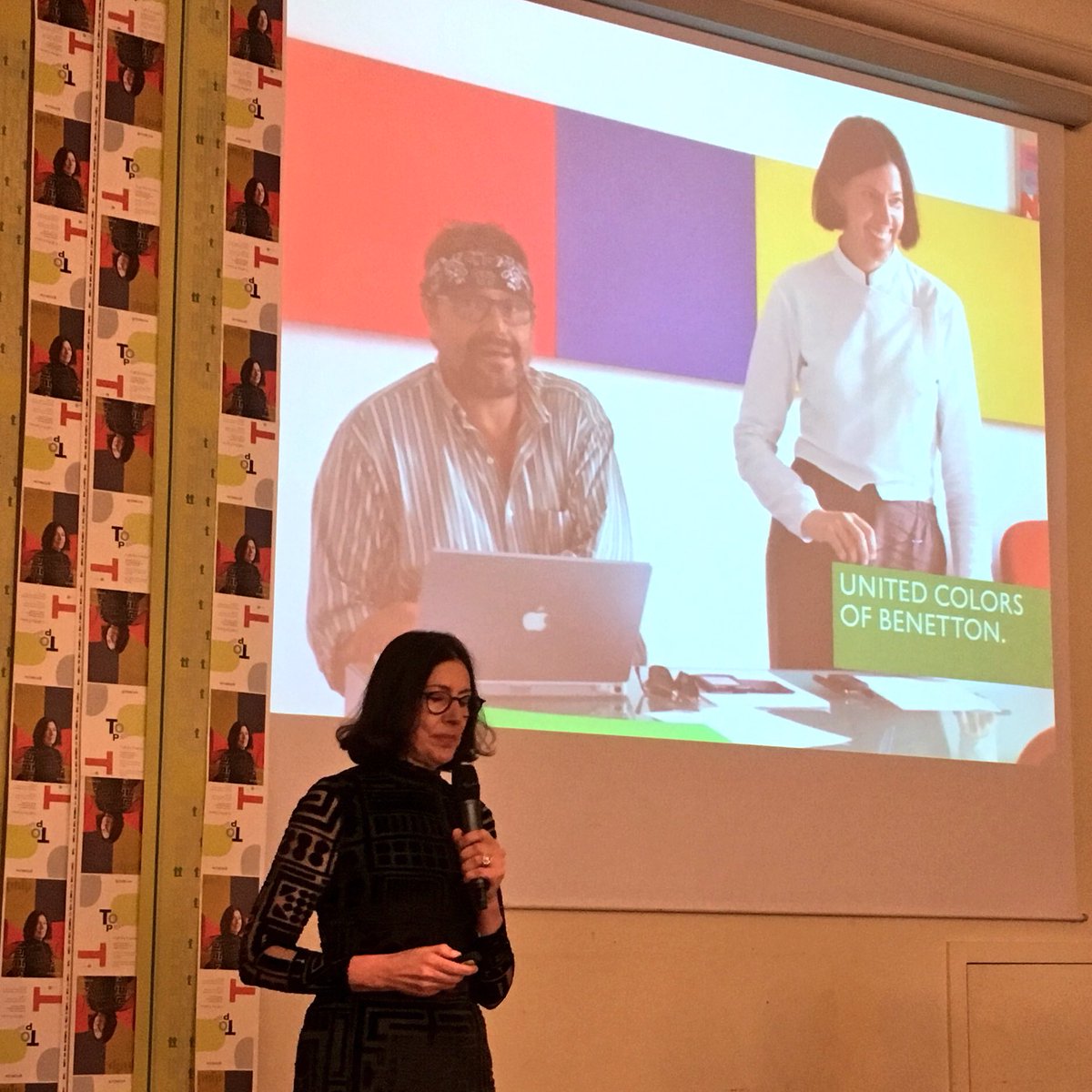 PulpJournal's tweet photo. Ginette Caron speaking at the #Pulp13 launch in Milan. #Benetton #Canada #Italy #GraphicDesign https://t.co/g7OFqAloYk