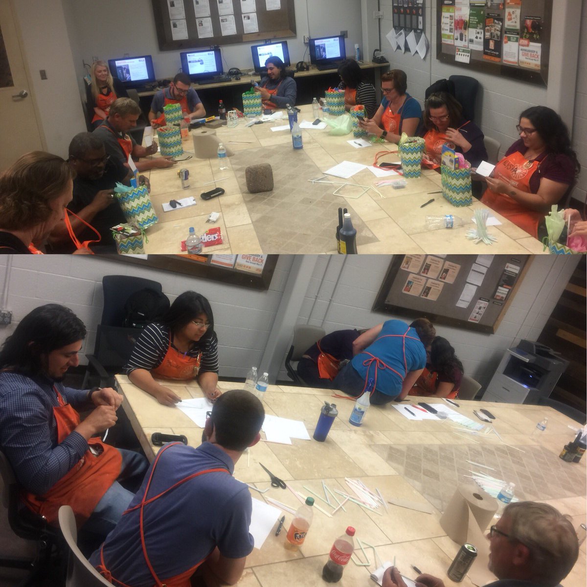 OrangeLiving10's tweet photo. Having some fun with our DS team! Training session and a little exercise on Building Better Teams! We even put together goodie bags individualized with their favorite treats!! #development #store401 #investinginpeople #funatwork #DSappreciationweek #TrendingOrange @JillWoodPMD https://t.co/jHP58dVVNc