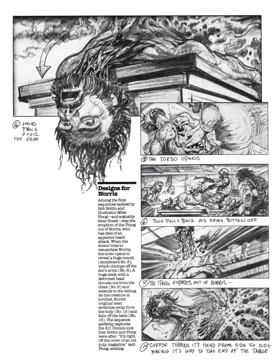 Thebeastmustdie's tweet photo. Mike Ploog concept art and storyboards for Carpenter's 'The Thing' https://t.co/P5pz9AIWKV