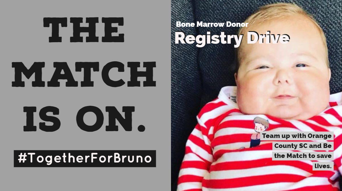 together4bruno's tweet photo. . @orangecountysc   and @BeTheMatch team up to host bone marrow registry drive for Bruno! Bring fellow fans:  https://t.co/aAvEzsH4jJ https://t.co/ualNTYS6E5