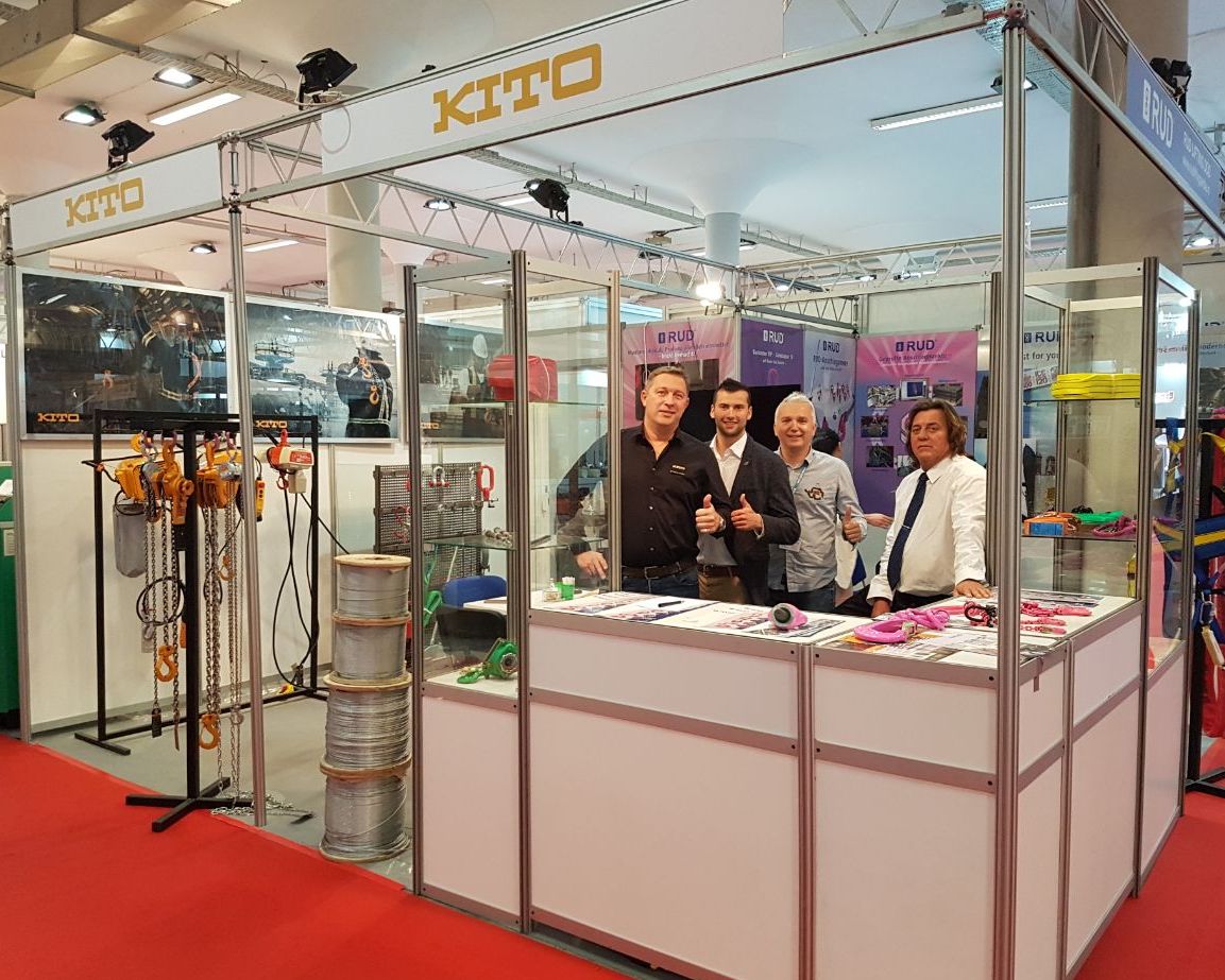 KITOEUROPE's tweet photo. #KITO at #SEEBBE International Building Fair in Belgrade. Together with our partner #Vodusek and #RUDLIFTING Serbia we are presenting our premium #hoists. And, of course, original #Killepitsch from #Duesseldorf ;) Hall 2B, booth 2122 #kitohoist #cranes @bgdsajam https://t.co/G6kw0RvVWY