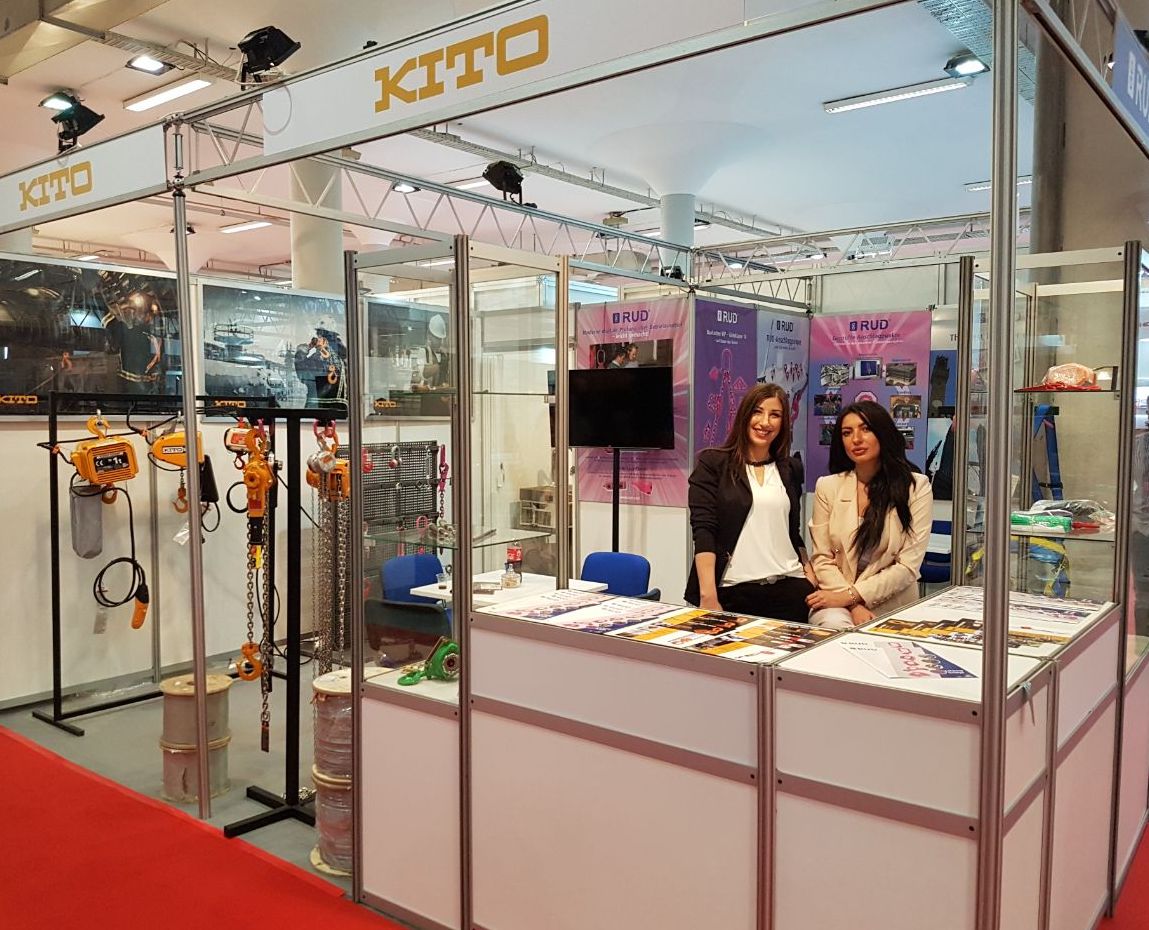 KITOEUROPE's tweet photo. #KITO at #SEEBBE International Building Fair in Belgrade. Together with our partner #Vodusek and #RUDLIFTING Serbia we are presenting our premium #hoists. And, of course, original #Killepitsch from #Duesseldorf ;) Hall 2B, booth 2122 #kitohoist #cranes @bgdsajam https://t.co/G6kw0RvVWY