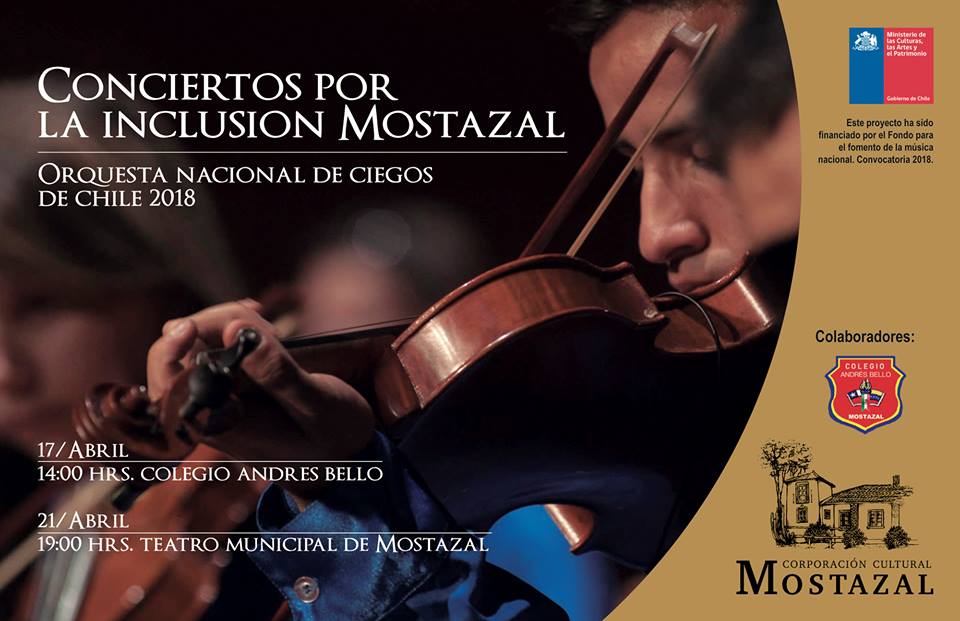 Todos Invitados al Concierto por la inclusión en #Mostazal, Orquesta Nacional de Ciegos de Chile 2018. Proyecto ganador del Fondart en la línea de actividades presenciales de fomento a la música nacional modalidad música y discapacidad