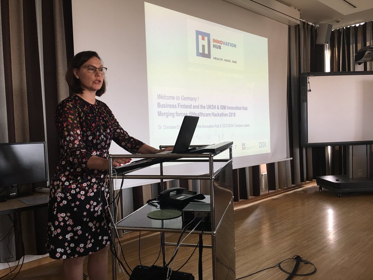 Ministerin Anne-Mari Virolainen aus Finland u Besuch bei unserem <a href="/healthhackhub/">UKSH IBM InnoHub</a> - ein weiterer Partner unseres Hackathons @healthhackkiel
