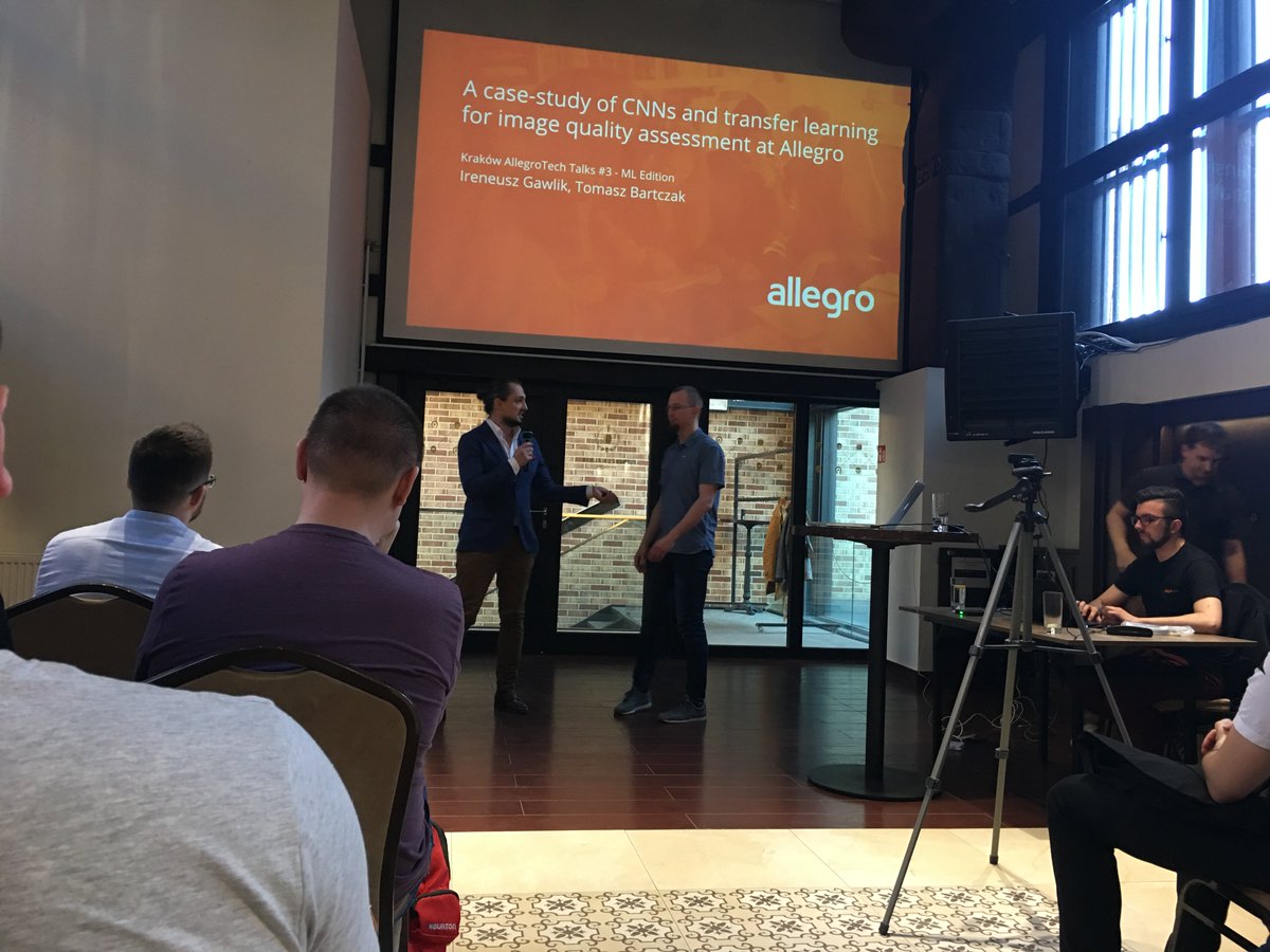 zygm0nt's tweet photo. Look at that! Third @AllegroTechBlog meetup in Kraków is happening right now! Subject beeing - machine learning and CNNs. https://t.co/XBwl2p5Hah