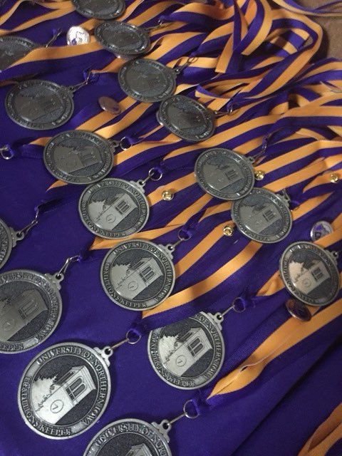 CatsUNI's tweet photo. Last night the Traditions medallions spent the night in the Campanile, their last tradition before tonight’s Tradtion Keepers ceremony! So come to the Commons Ballroom at 6pm to receive your medallion for completing 45 traditions, or receive your pin for completing 25! https://t.co/mMwVpHdezc