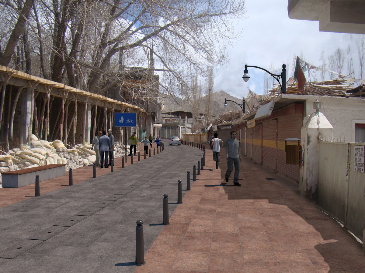 aanujj's tweet photo. Amazing experience in Leh with all the stakeholders who were in absolute consensus to reduce parking, having only single lane of driveway, make it one-way street with it being pedestrian-oriented. Leh city centre soon to transform! #BetterMobilityLaddakh https://t.co/Wyc7peIwZW