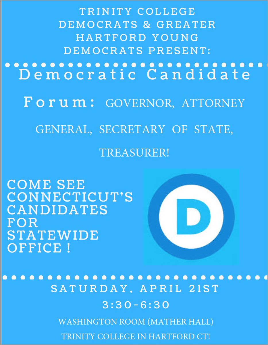 GHYD_CT's tweet photo. There’s only 2 Days left to get your tickets for the Candidate Forum sponsored by @GHYD_CT and @TrinDems Space is limited so RSVP today and share to help spread the word! 🇺🇸🗳😀 #TrinityDebate
RSVP here: https://t.co/Etz0X2eNdz https://t.co/0FGm30NtK0