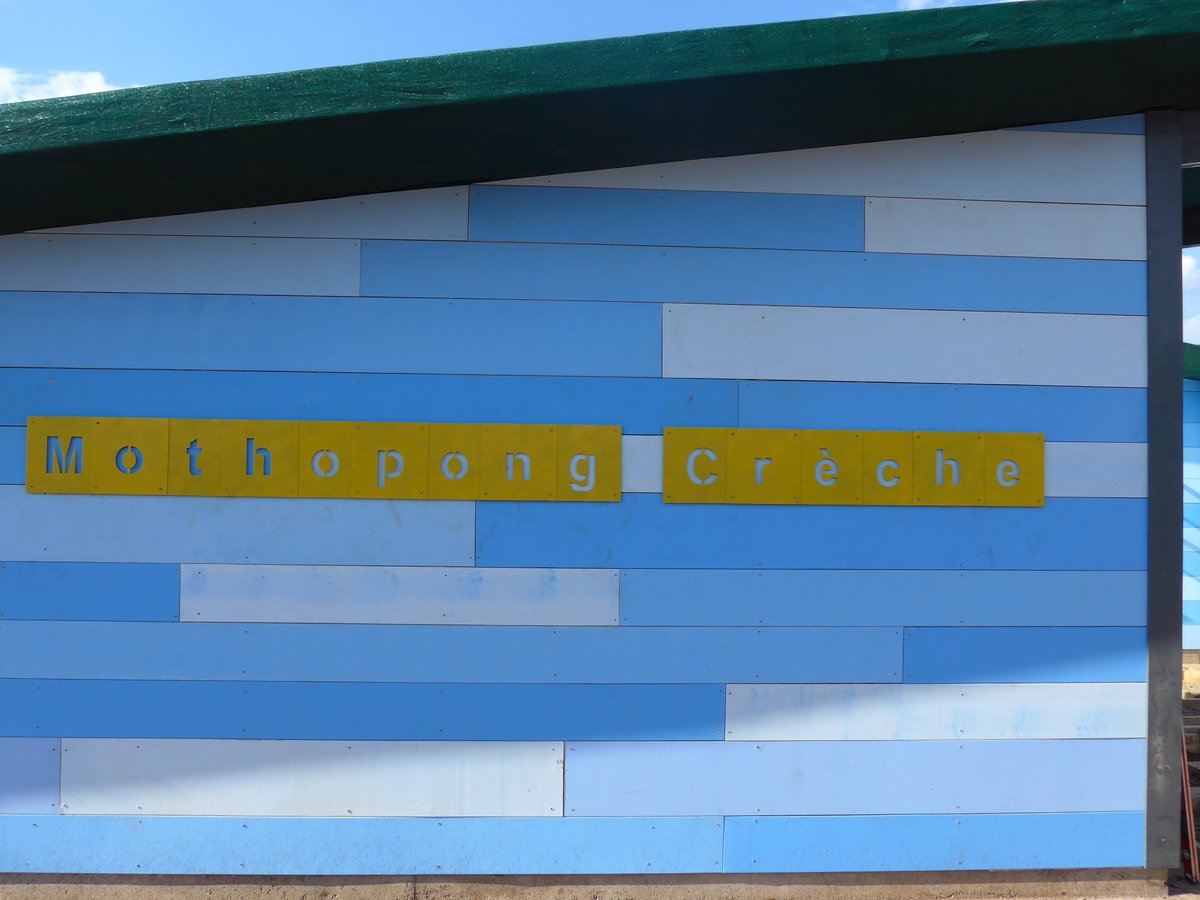jbenedictbrown's tweet photo. #ProjectIthuta has its sign, ready for handover tomorrow. Welcome to the new Mabothong Crèche. https://t.co/2GUfxg7kYg