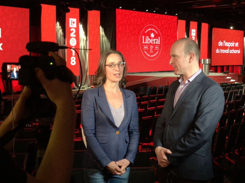 liberal_party's tweet photo. Look who it is! #LPC President @annamgainey joined @R_Boissonnault for a #LiberalLive pre-tape at #Lib2018 https://t.co/ccc82fs4bx