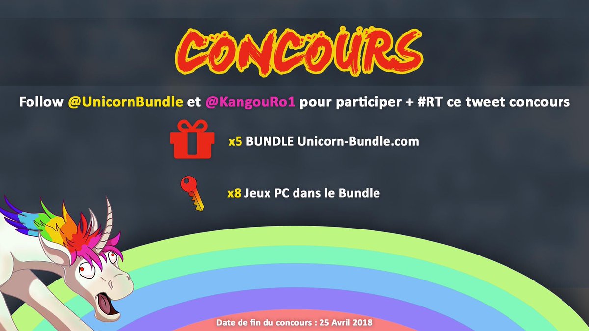 KangouRo1's tweet photo. 🎁 New #CONCOURS #GIVEAWAY 🎁

5 BOX BUNDLE du site https://t.co/RR9psePzua à gagner

1️⃣ Suivre @UnicornBundle @KangouRo1 

2️⃣ #RT le post  

3️⃣ Mentionne un(e) ami(e) 

🍀Tirage le 25 avril 2018 à 21h🍀 https://t.co/Tn1EMubtaN